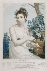 Floreal (april-mei), achtste maand van de Republikeinse Kalender, gegraveerd door Tresca, ca. 1794